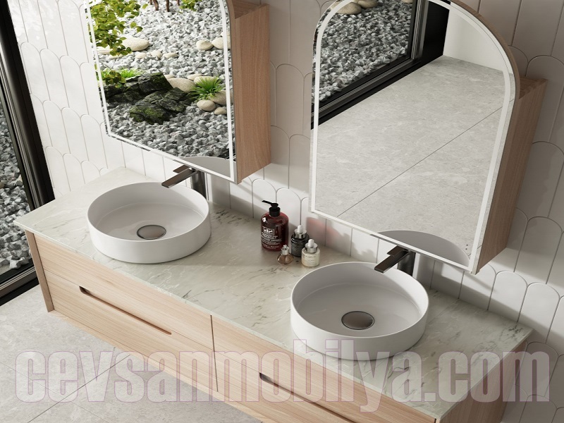 ankara siteler lavabolu ahşap banyo dolapları